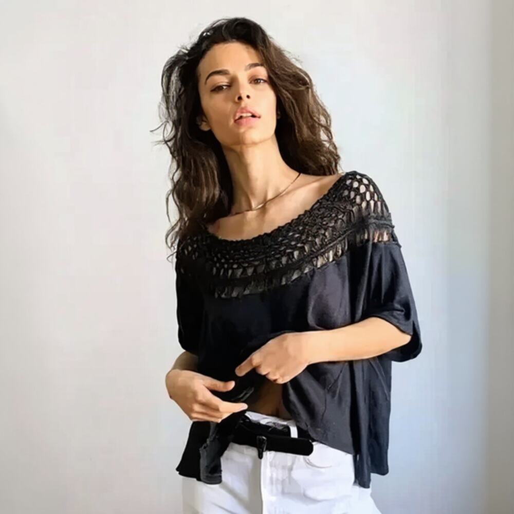 We The Free Colette Crochet Top - Black - XS - NWT
